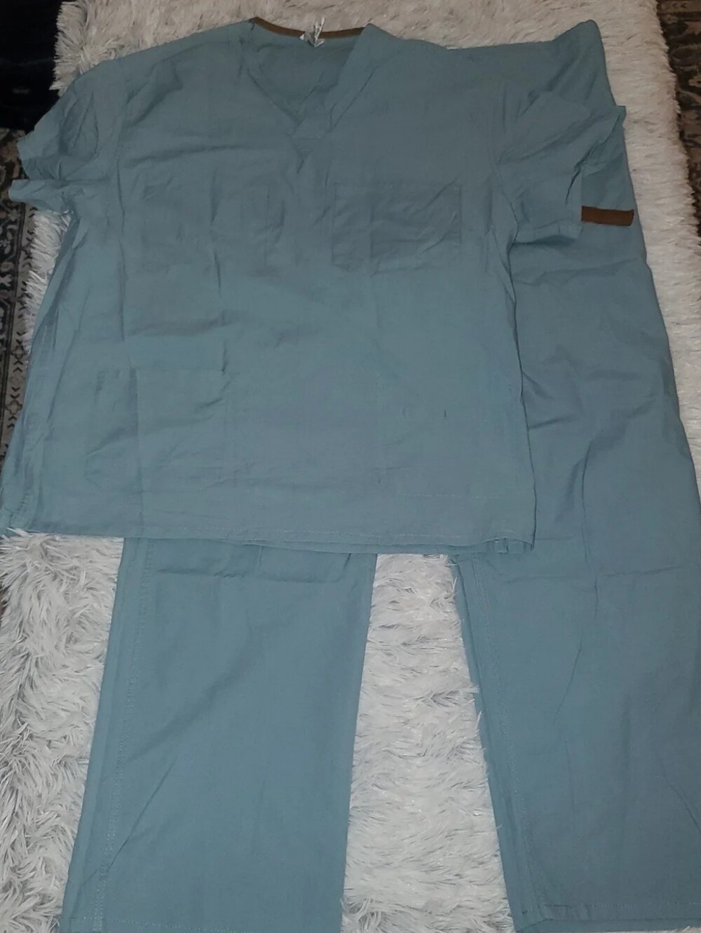 Medline AngelStat Blue Scrub Set V-Neck Top & Pants Size Medium